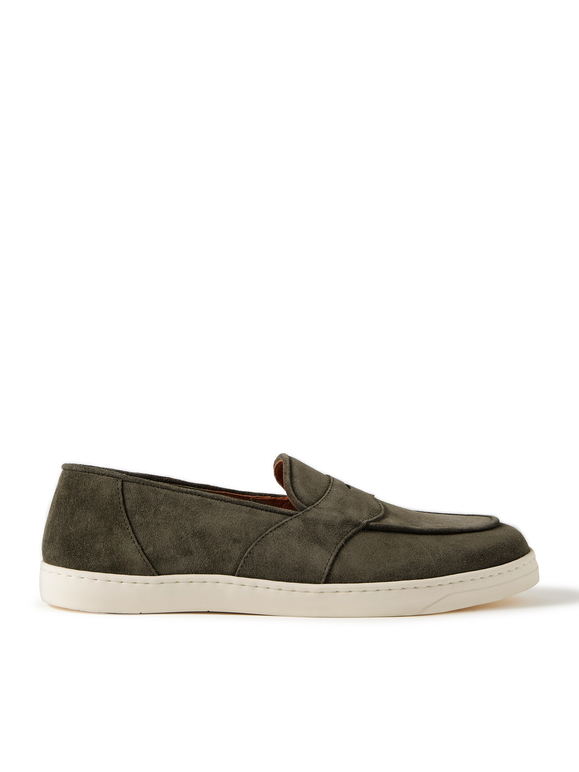 George Cleverley Joey Suede Penny Loafers In Green