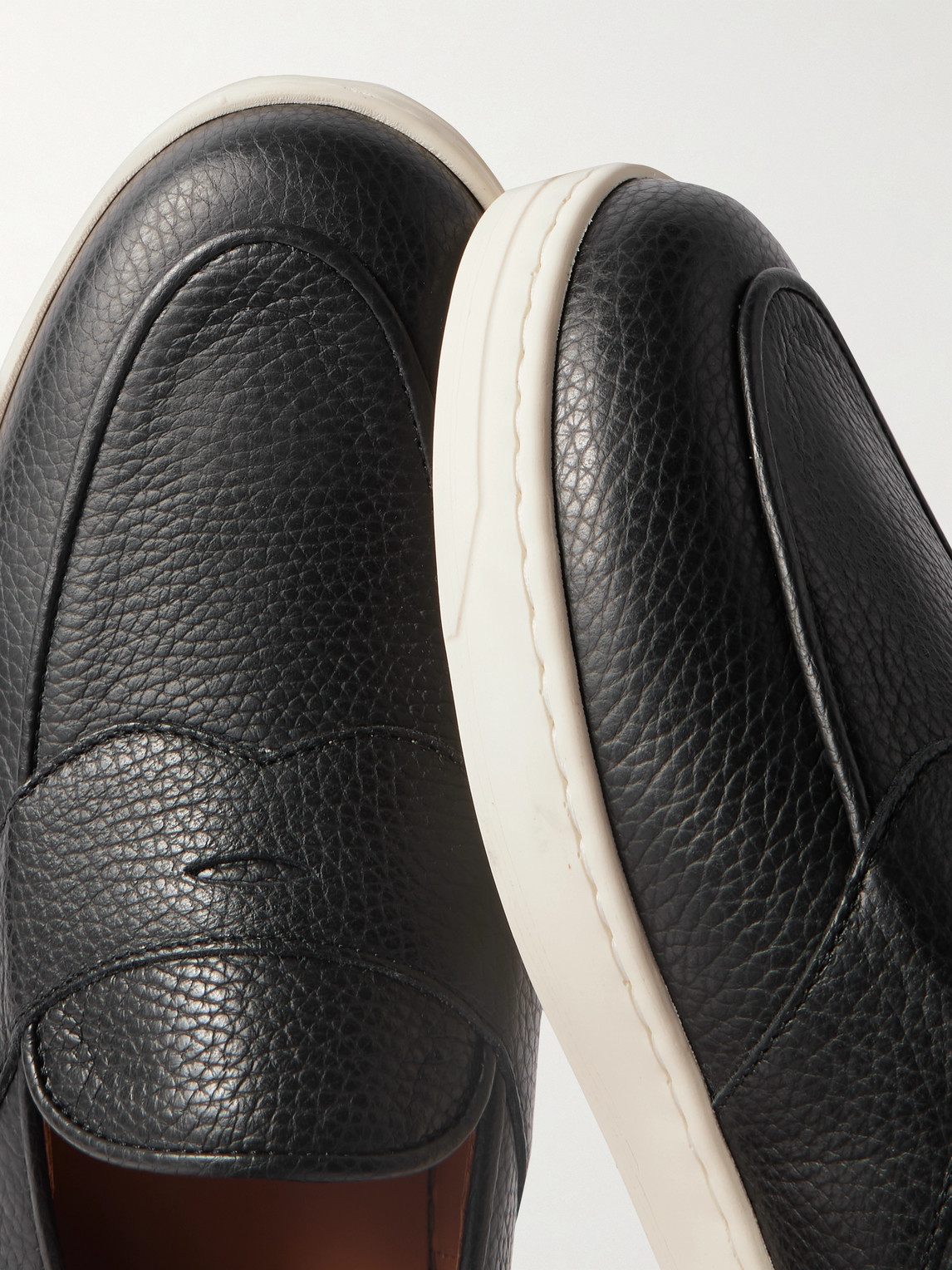 George Cleverley Joey Full-grain Deerskin Penny Loafers In Black