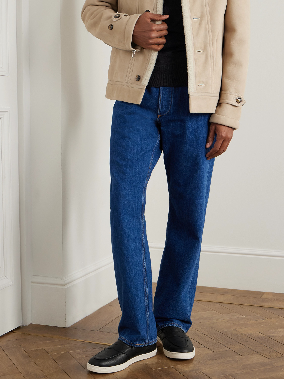 George Cleverley Joey Full-grain Deerskin Penny Loafers In Black