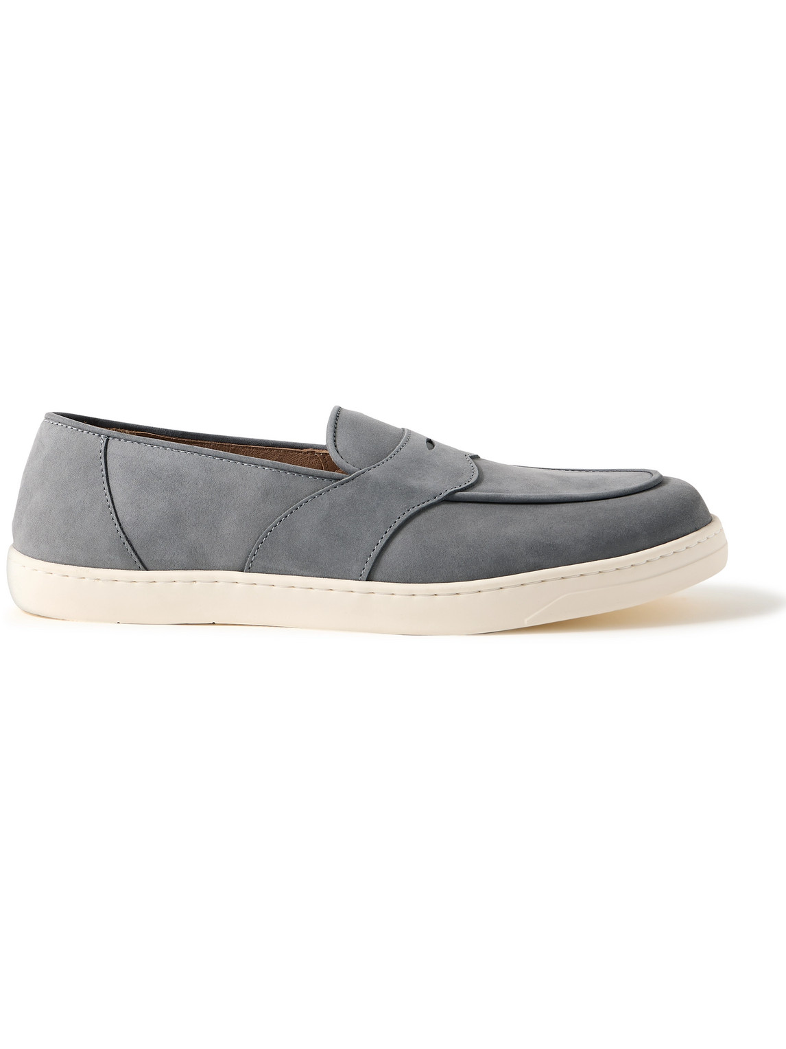 George Cleverley Joey Nubuck Penny Loafers In Grey