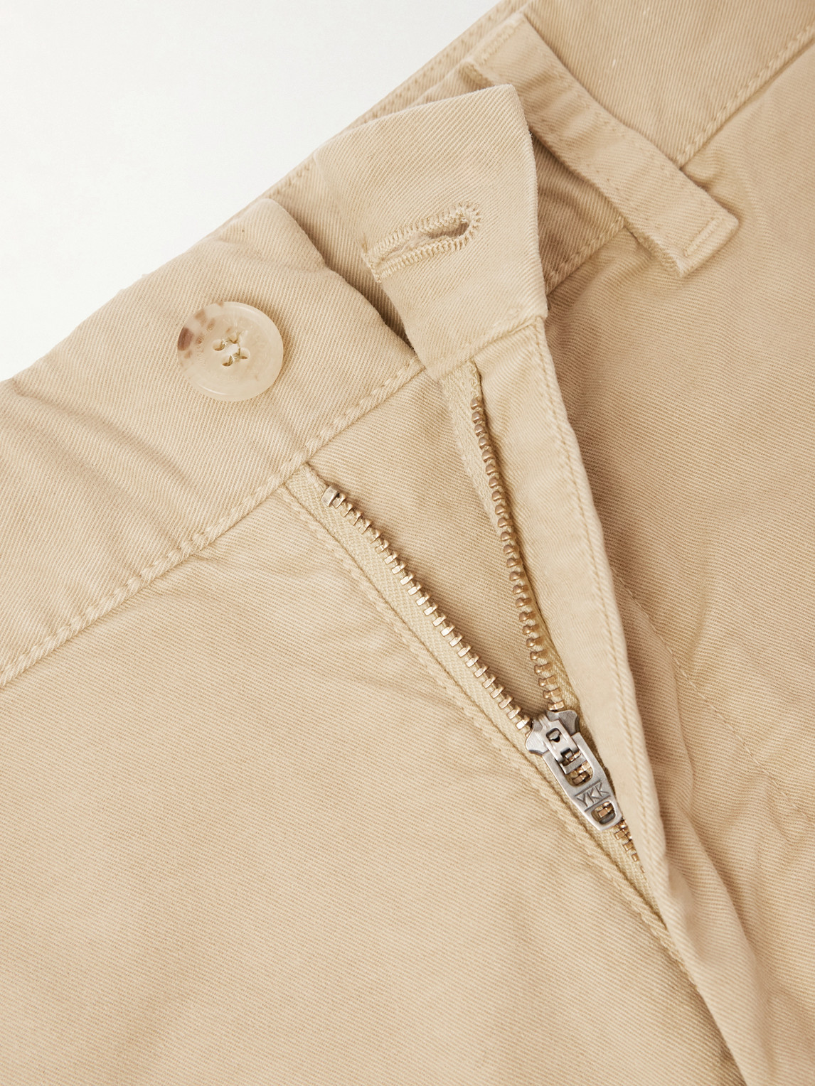 Nili Lotan Carsen Straight-leg Cotton-blend Twill Trousers In Neutral