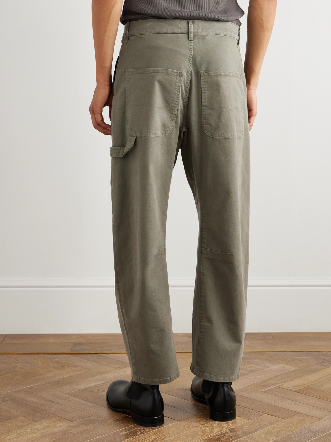 Nili Lotan Carpenter Straight-leg Cropped Cotton-blend Twill Trousers In Brown