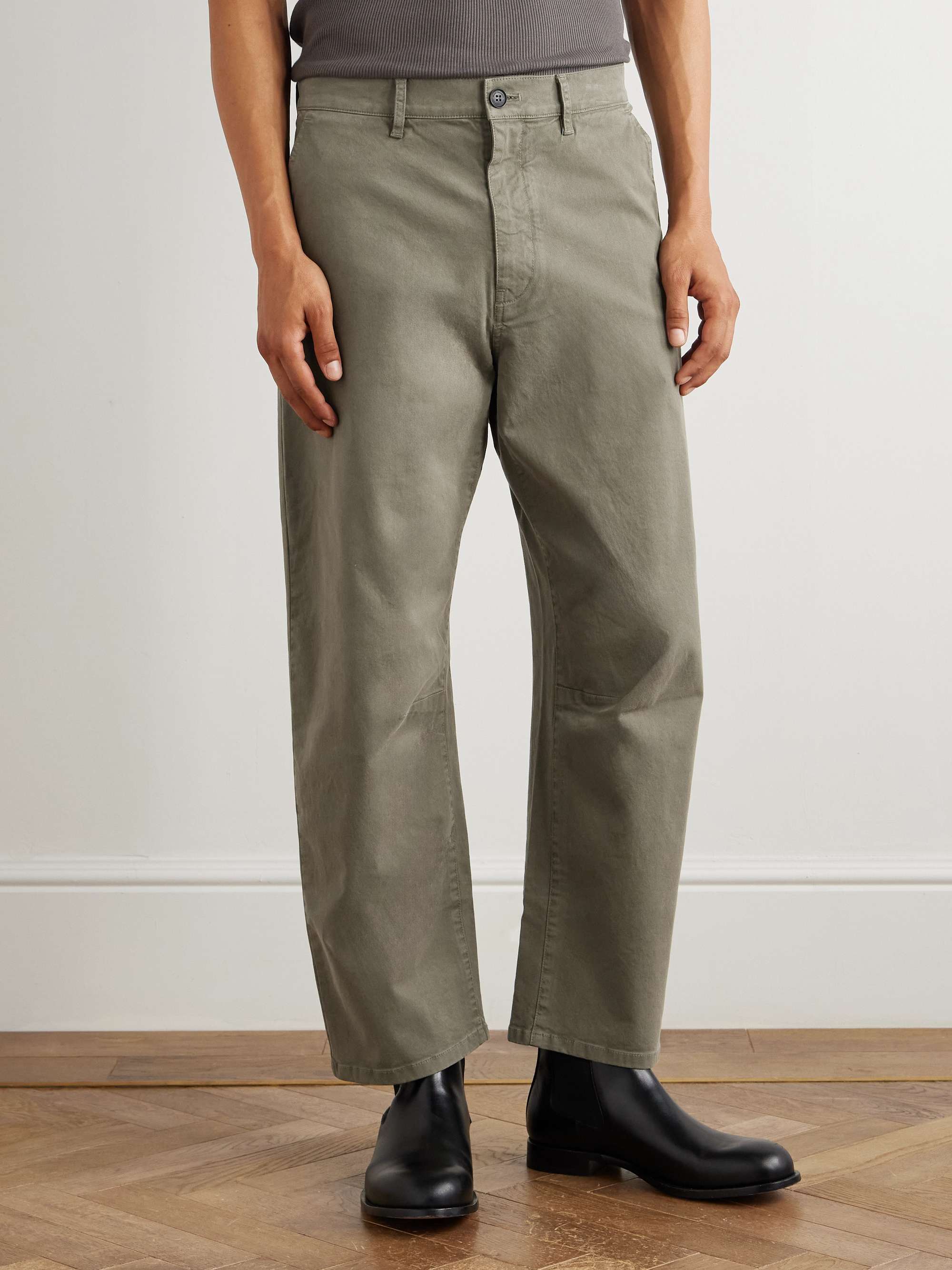NILI LOTAN Carpenter Straight-Leg Stretch-Cotton Twill Trousers