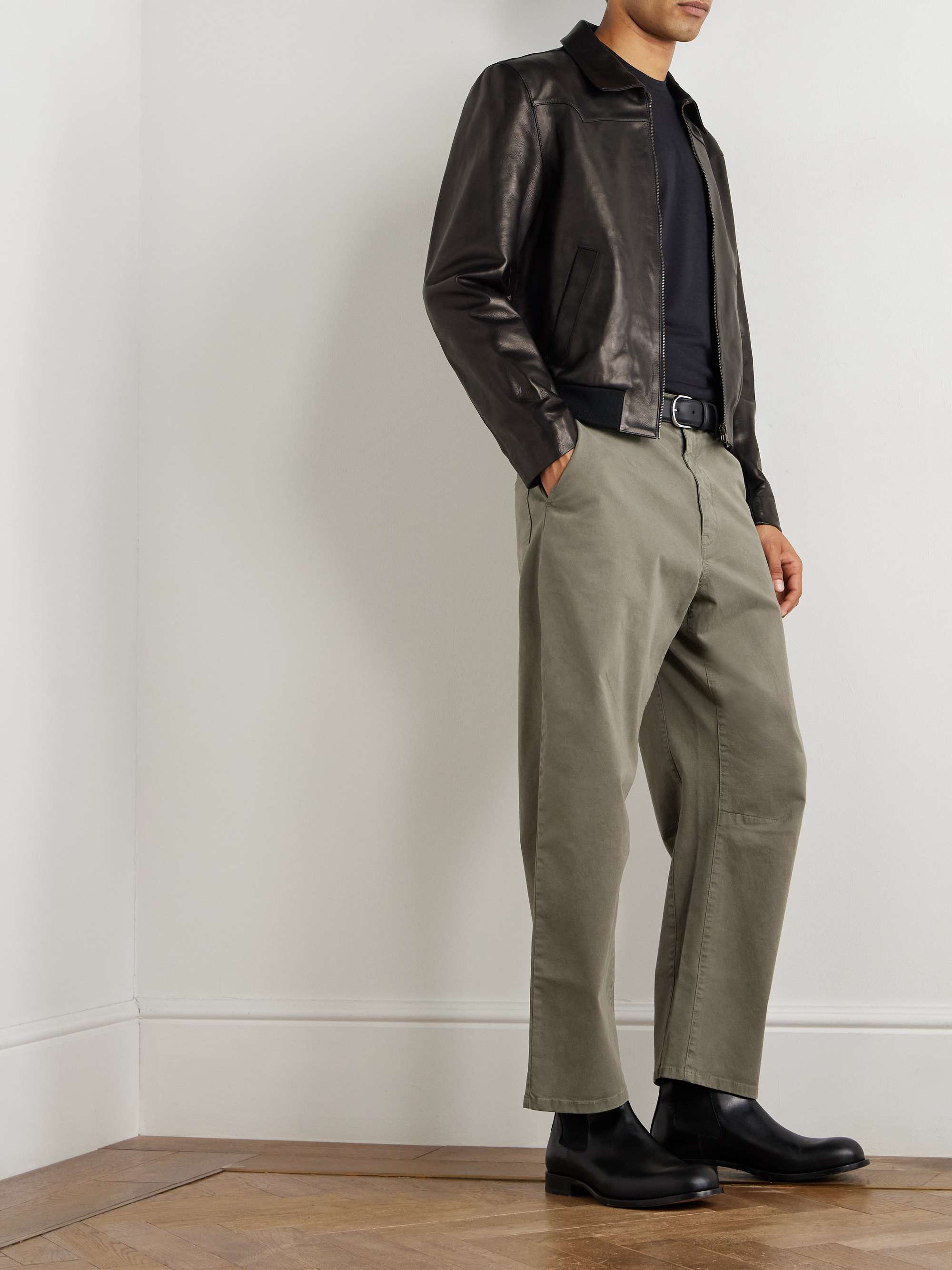 NILI LOTAN Carpenter Straight-Leg Stretch-Cotton Twill Trousers