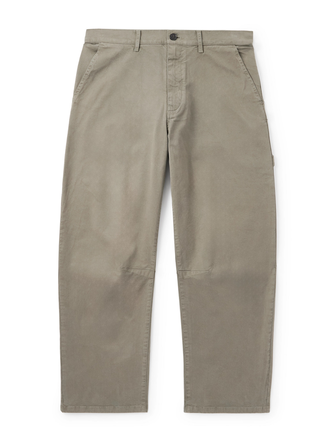 Nili Lotan Carpenter Straight-leg Cropped Cotton-blend Twill Trousers In Brown