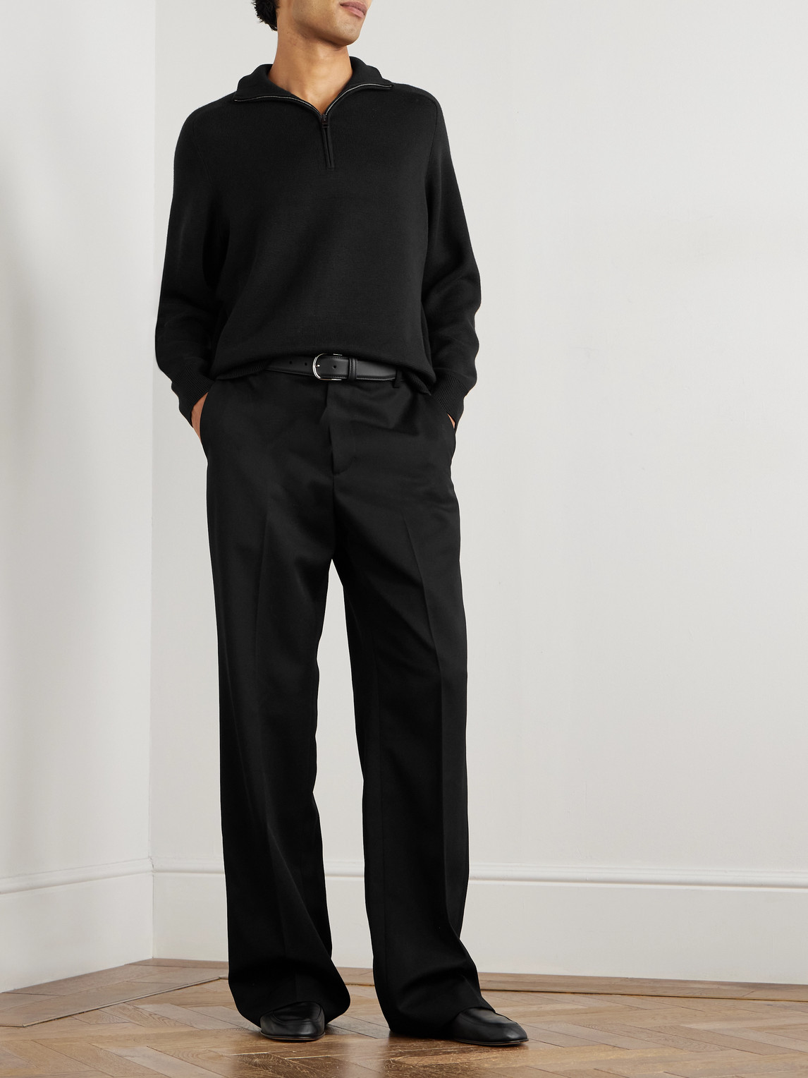 Nili Lotan Cassius Wide-leg Wool-twill Trousers In Black