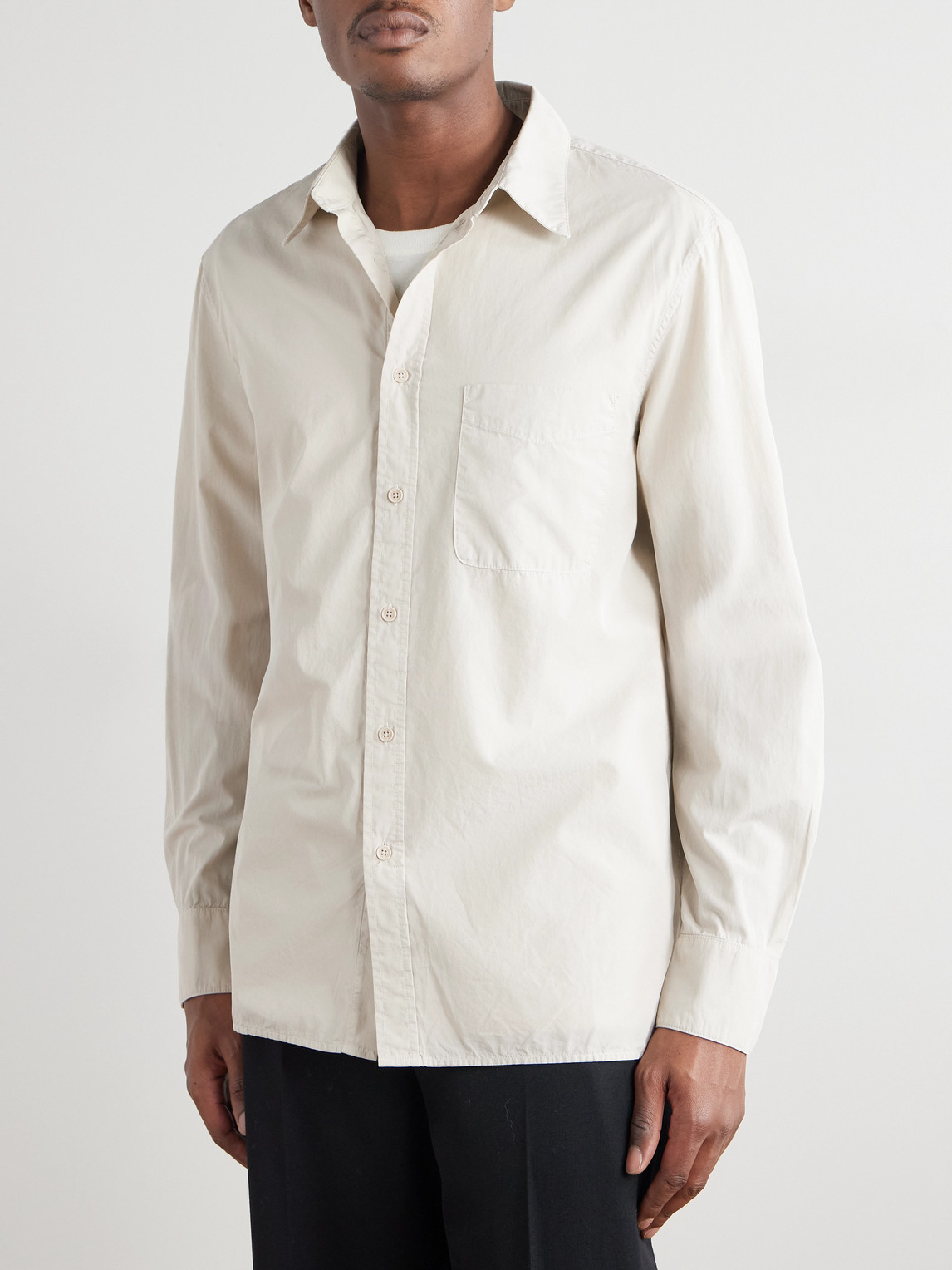 Nili Lotan Finn Cotton Oxford Shirt In Neutral