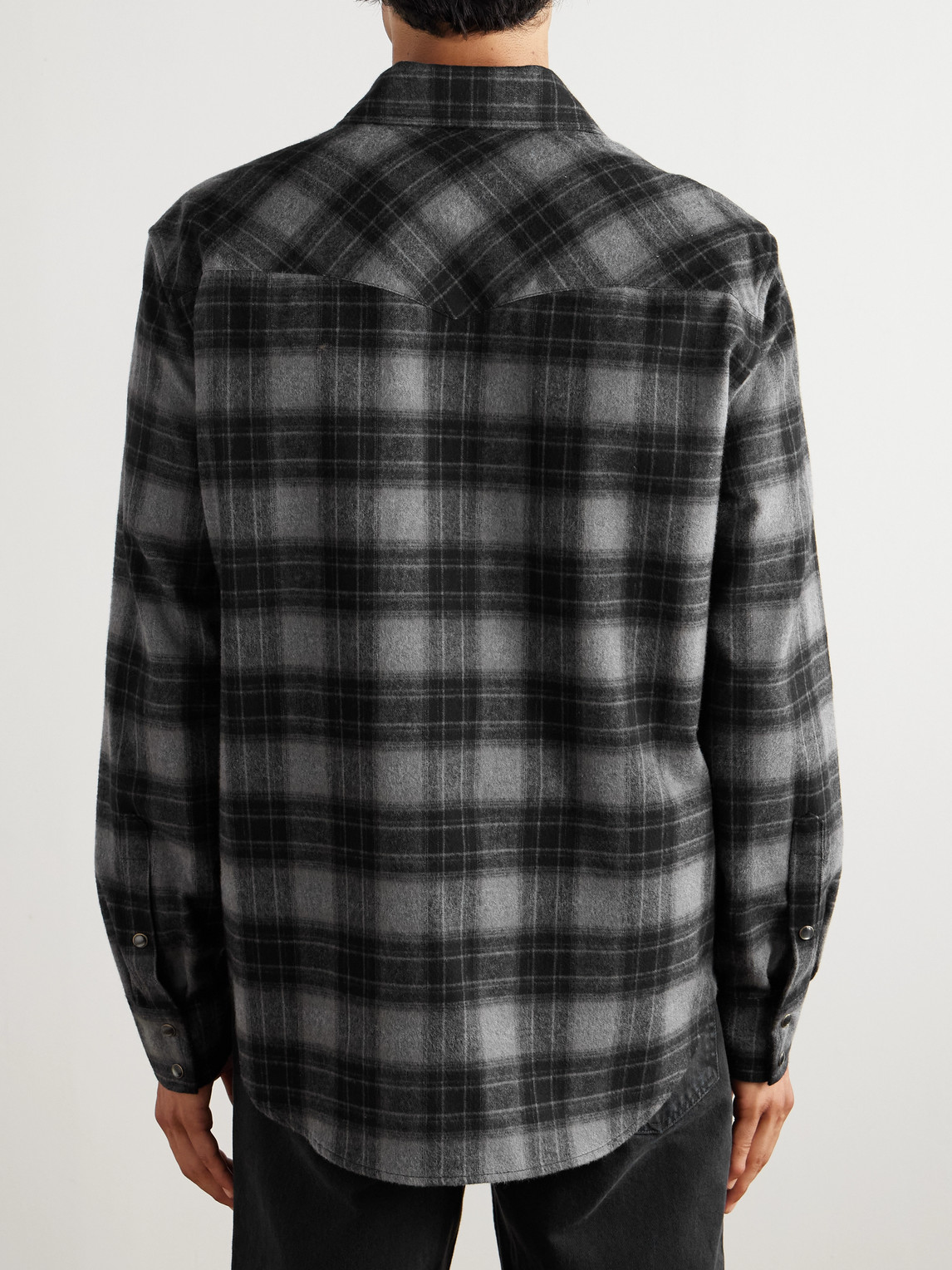 Nili Lotan Travis Checked Cotton-flannel Shirt In Black