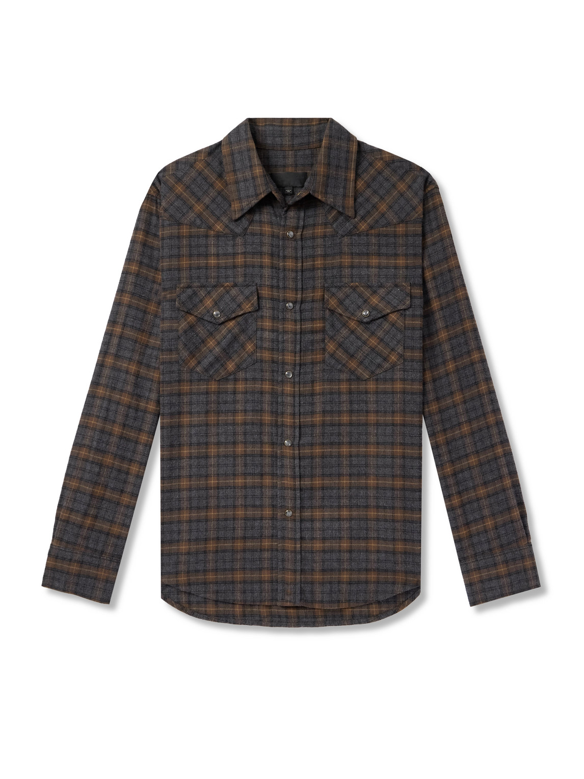 Nili Lotan Travis Checked Cotton-flannel Shirt In Brown