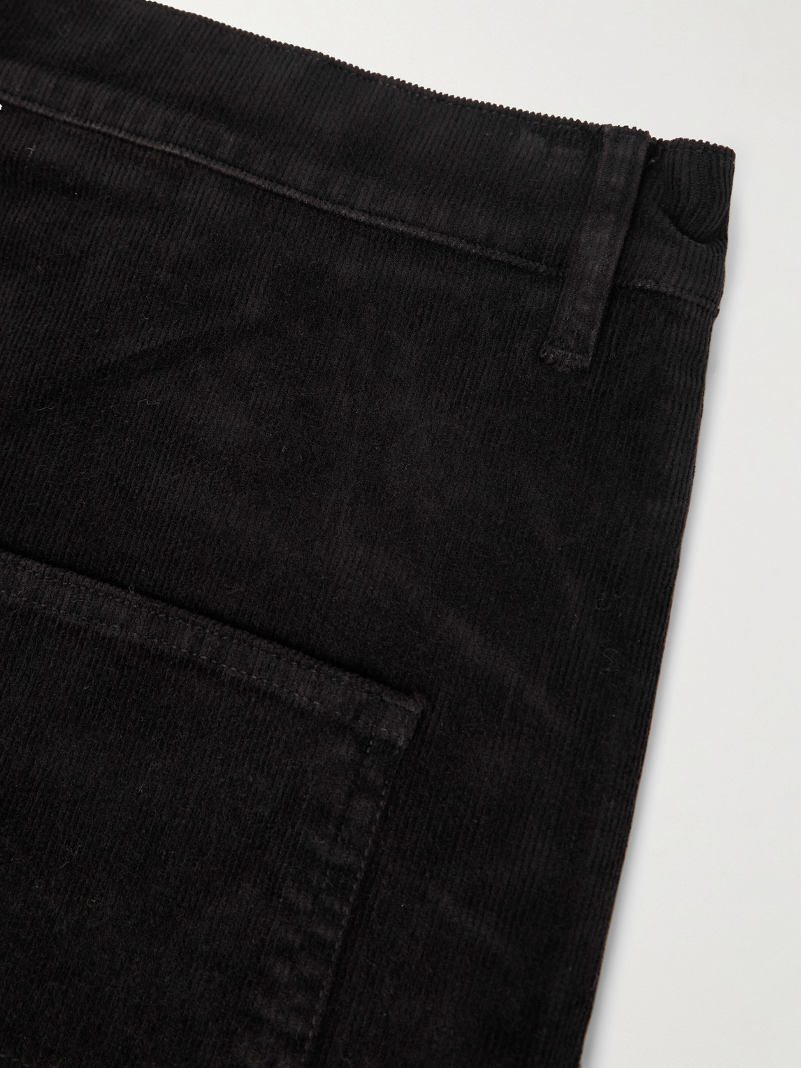 Nili Lotan Carpenter Cropped Straight-leg Cotton-blend Corduroy Trousers In Black