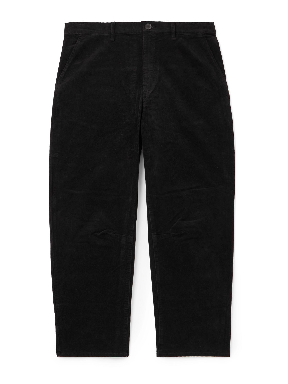 Nili Lotan Carpenter Cropped Straight-leg Cotton-blend Corduroy Trousers In Black