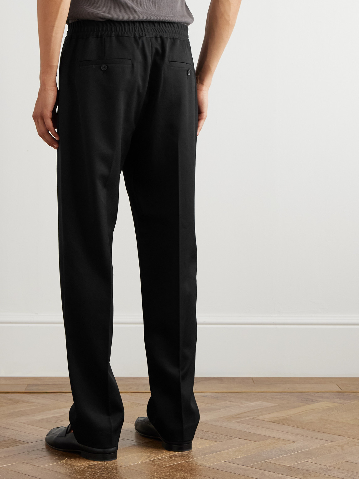 Nili Lotan Lawrence Straight-leg Virgin Wool-twill Trousers In Black