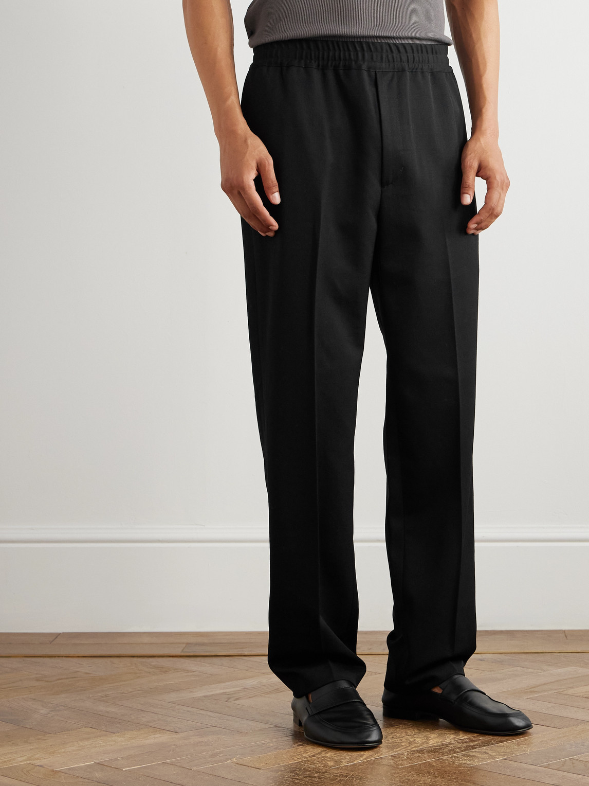 Nili Lotan Lawrence Straight-leg Virgin Wool-twill Trousers In Black