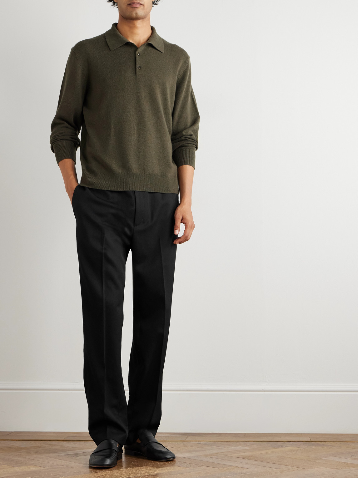 Nili Lotan Lawrence Straight-leg Virgin Wool-twill Trousers In Black