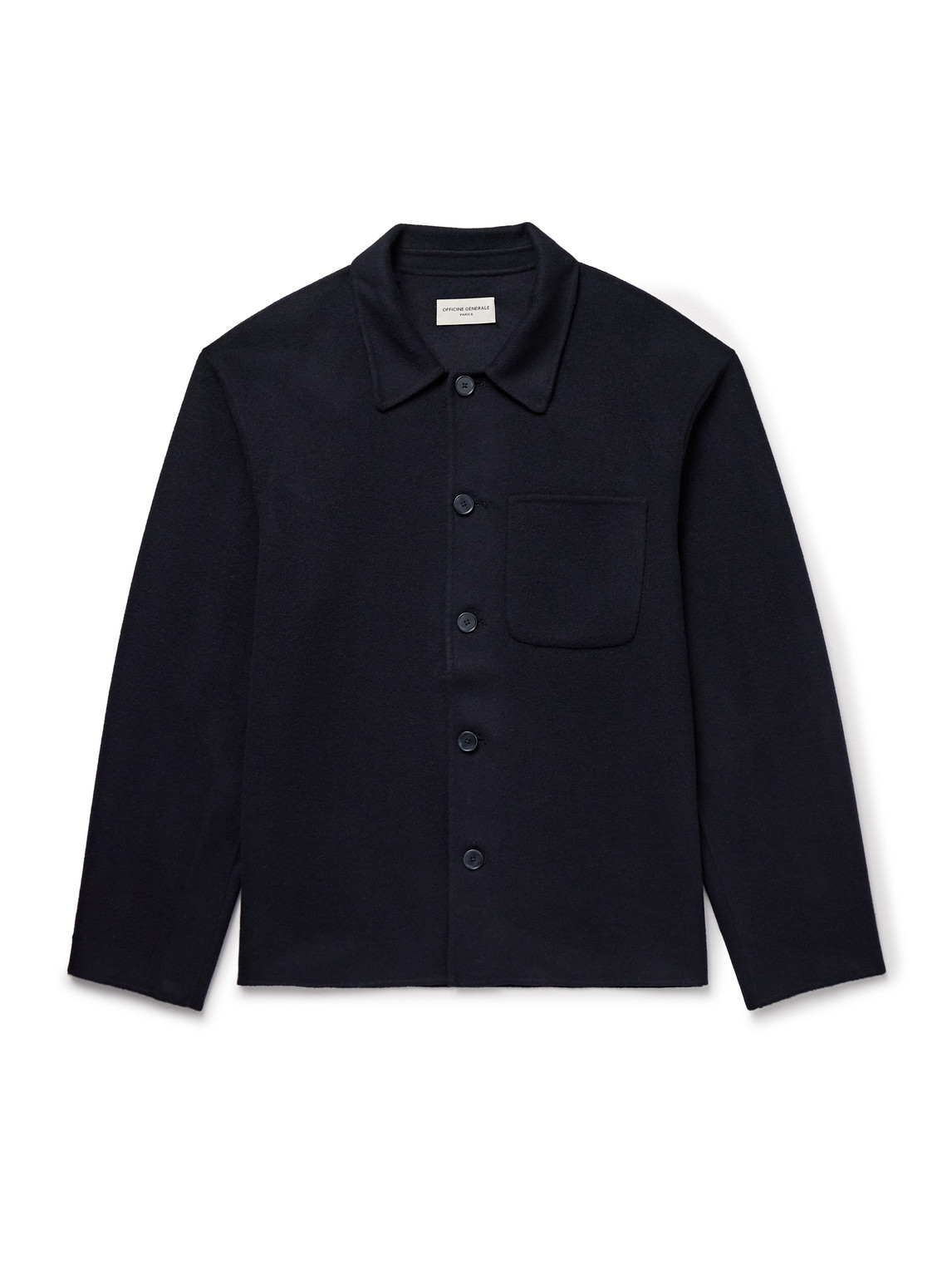 Officine Generale Hamilton Slim-fit Wool-felt Overshirt In Black
