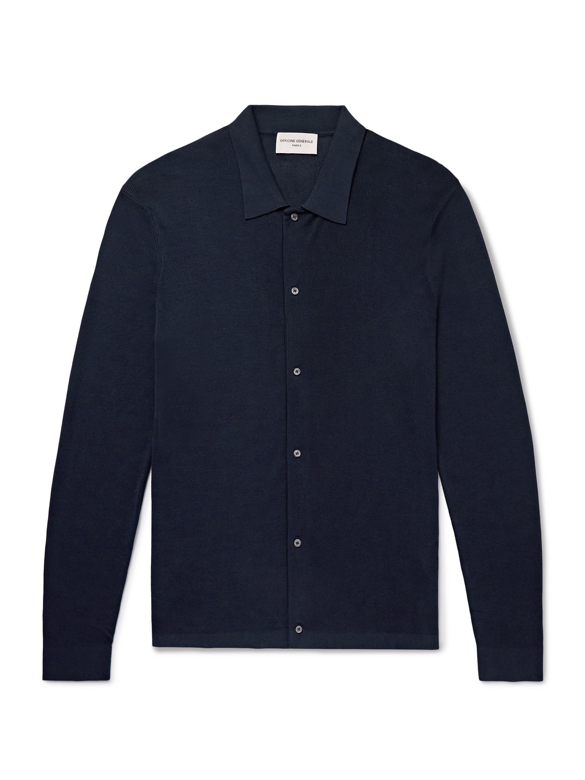Officine Generale Brent Slim-fit Lyocell And Wool-blend Cardigan In Blue