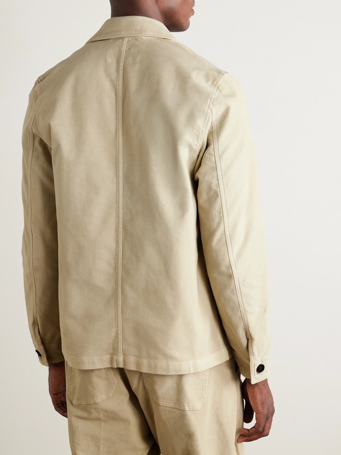 Officine Generale Elio Garment-dyed Cotton-moleskin Jacket In Neutral