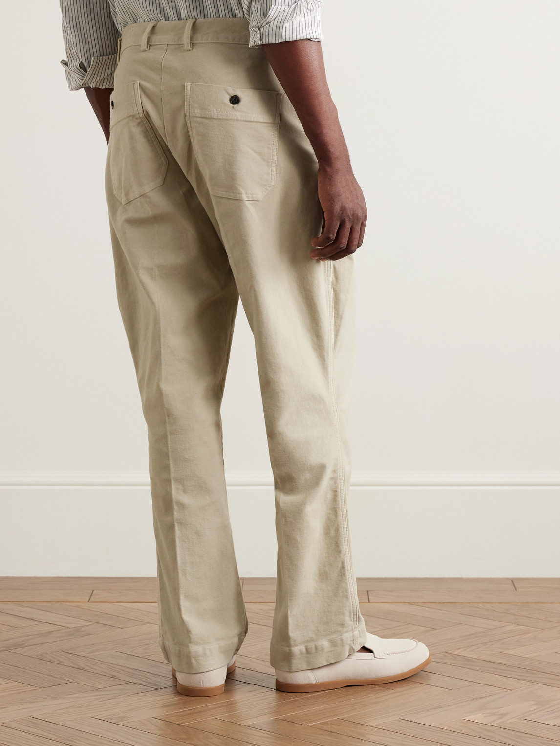  Officine Générale - Greg Straight-leg Garment-dyed Cotton-moleskin Trousers - Men - Neutrals - It 44 