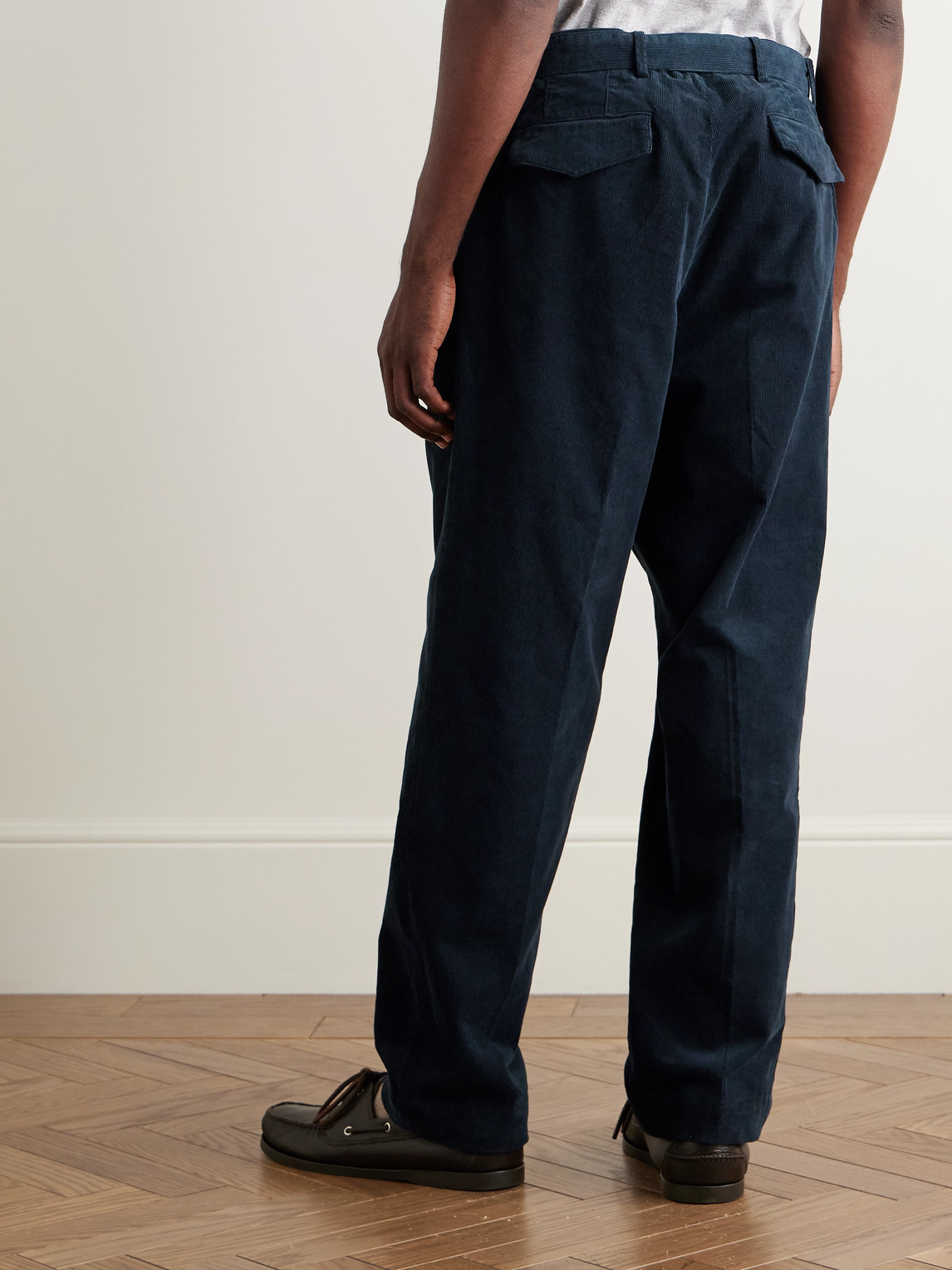  Officine Générale - Hermann Straight-leg Belted Pleated Cotton-blend Corduroy Chinos - Men - Blue - It 46 