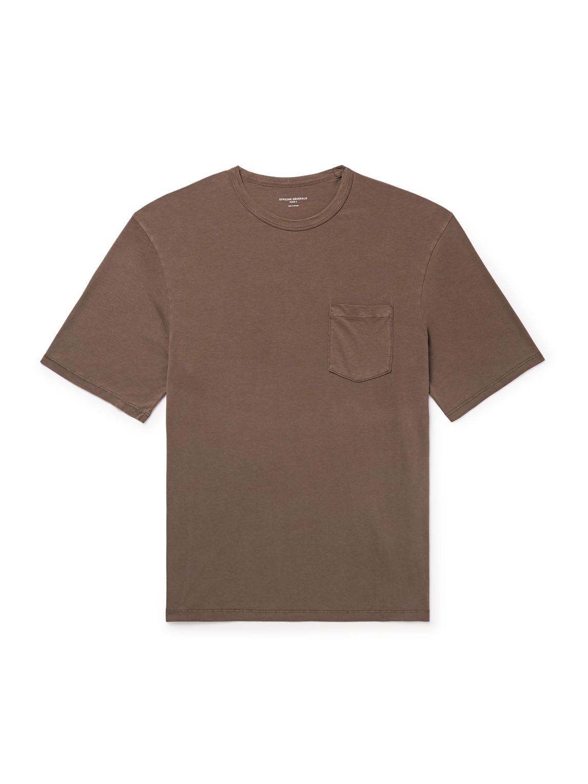 Officine Generale Benny Pigment-dyed Lyocell And Cotton-blend Jersey T-shirt In Brown