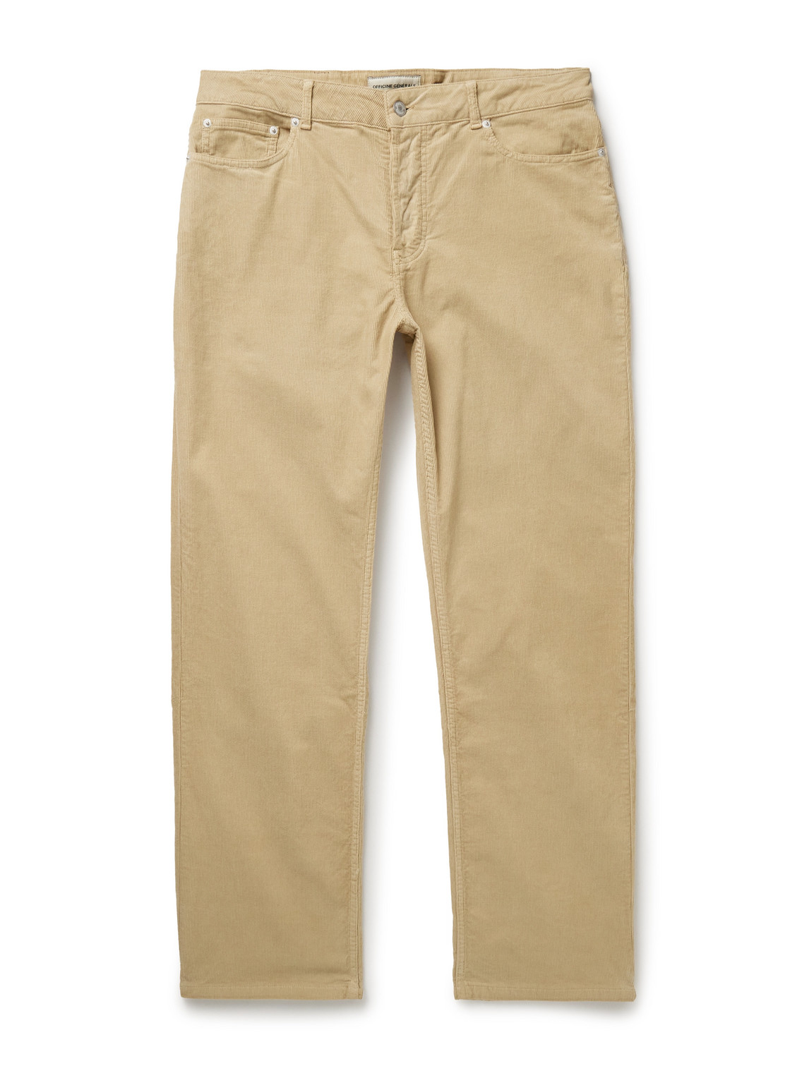 Officine Generale James Slim-fit Straight-leg Cotton-blend Corduroy Trousers In Brown