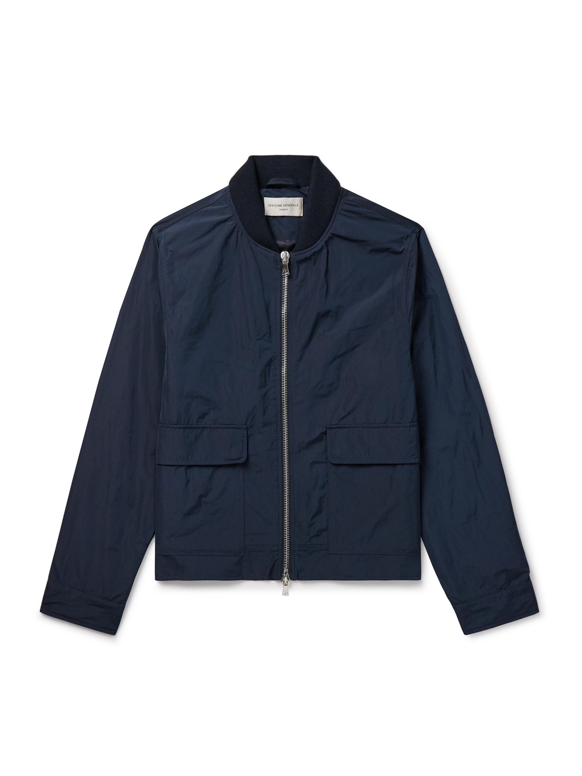 Officine Generale Nathane Shell Bomber Jacket In Blue