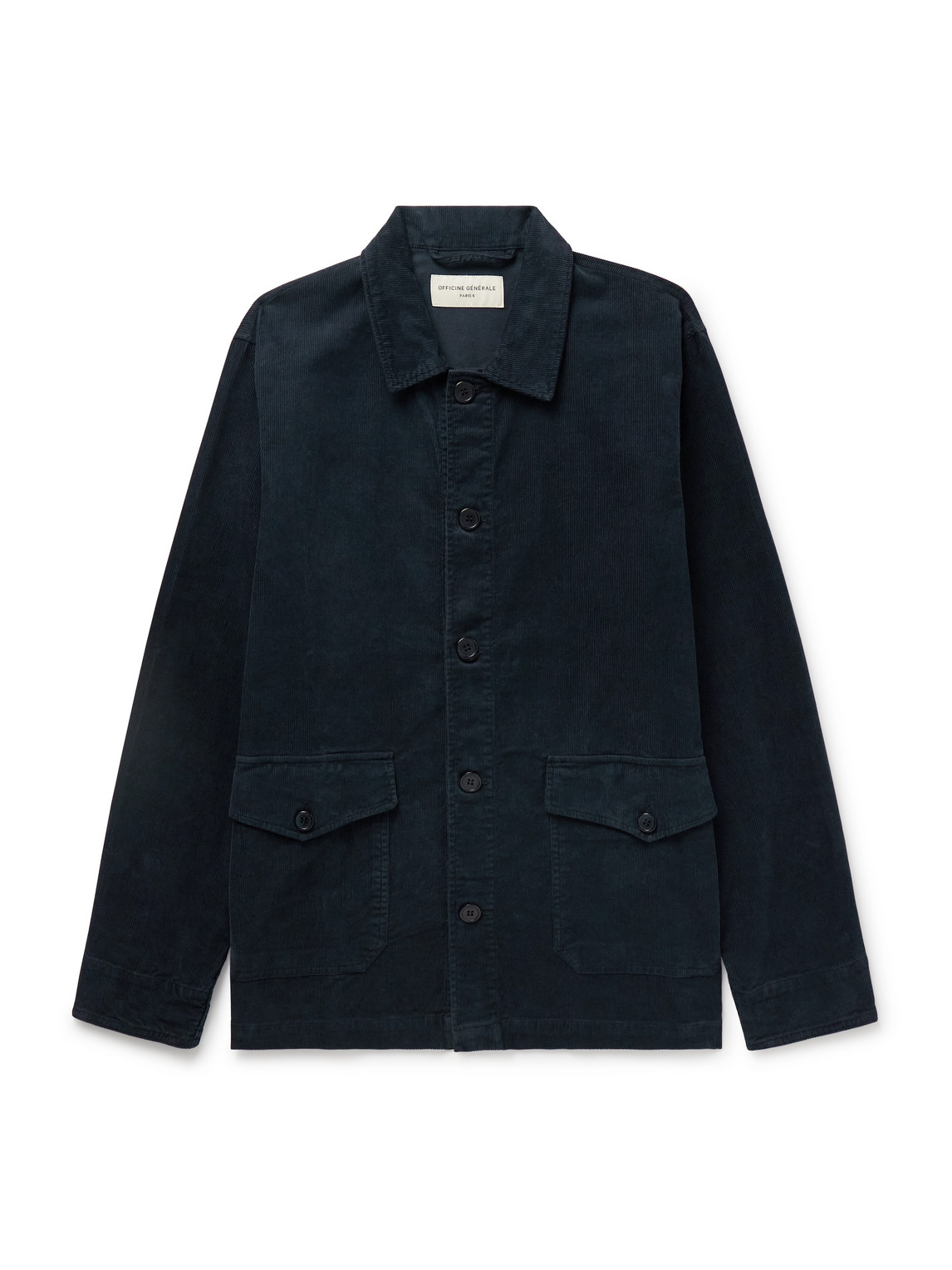 Officine Generale Ezel Garment Dye Cotton Corduroy Jacket Dark Navy In Blue