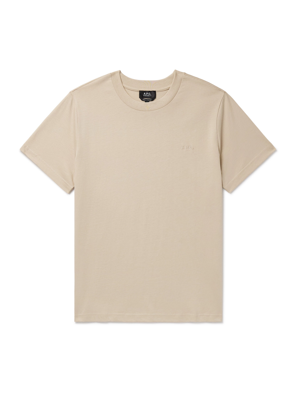 Apc Logo-embroidered Organic Cotton-jersey T-shirt In Neutral