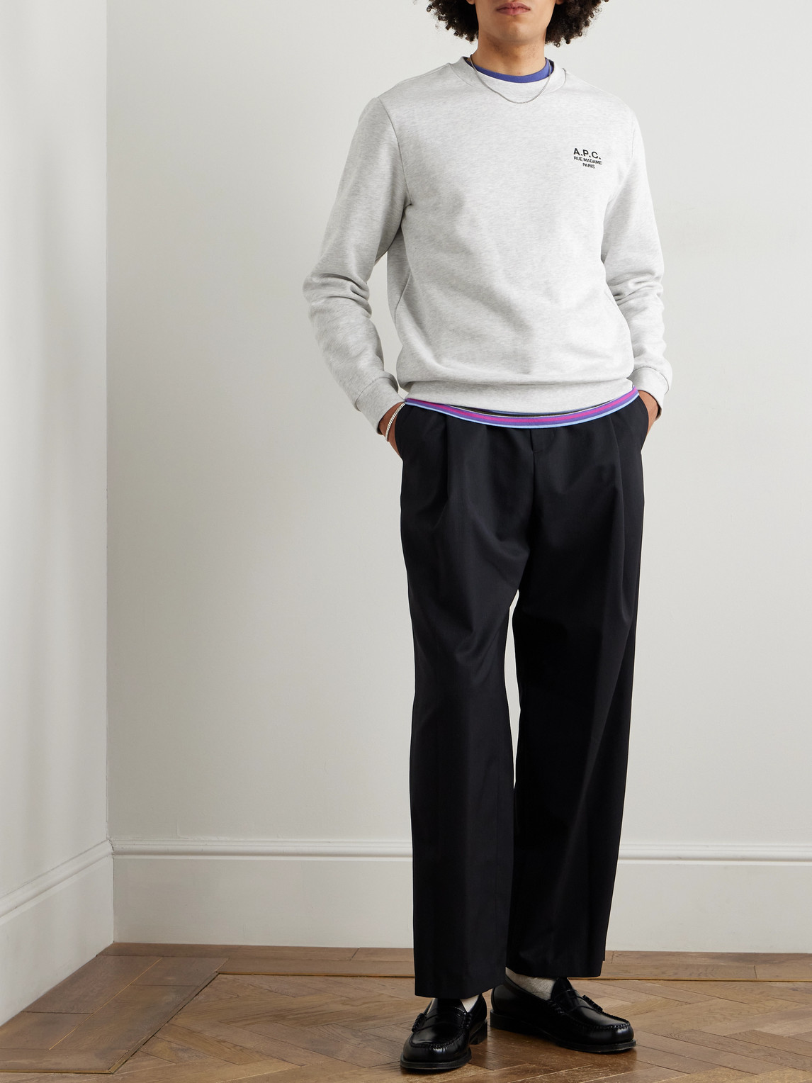 Apc Logo-embroidered Cotton-blend Jersey Sweatshirt
