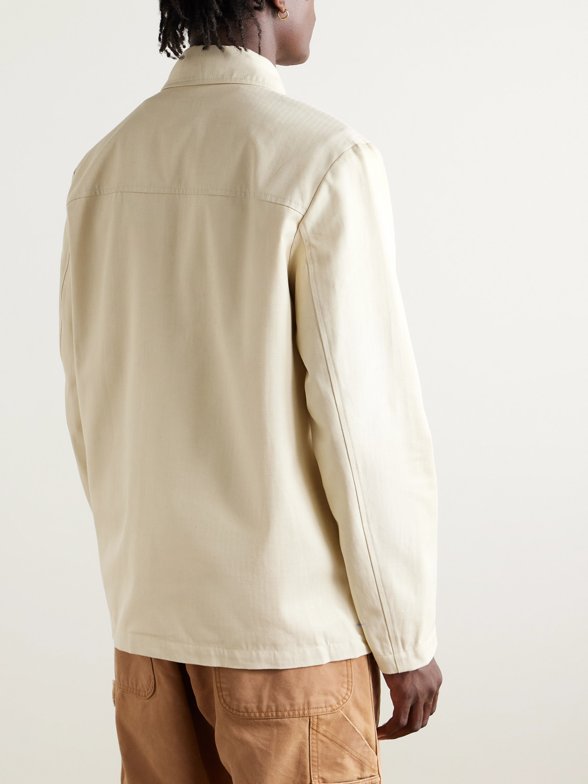 Apc Jeffray Herringbone Cotton Overshirt In Neutral