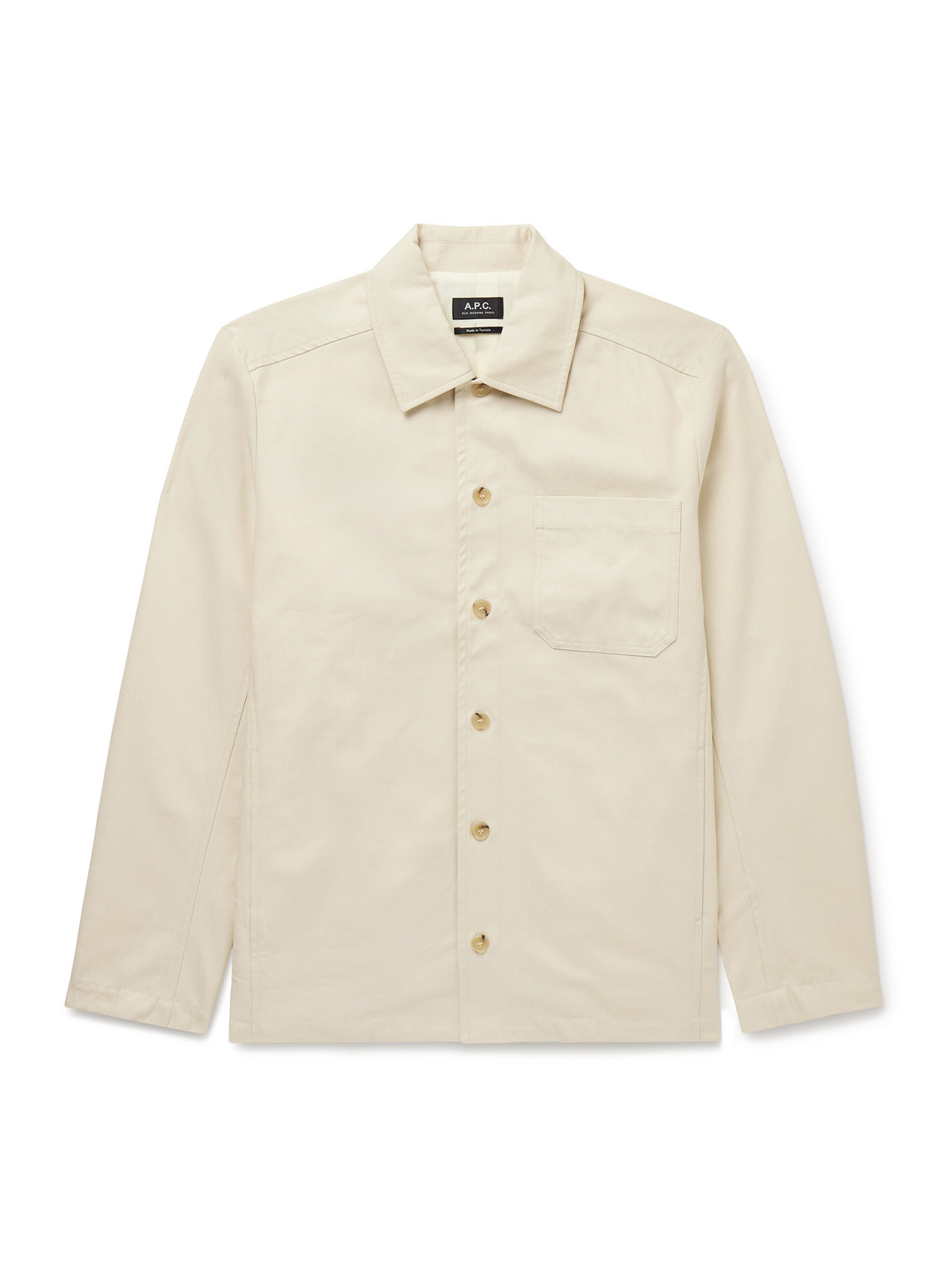 Apc Jeffray Herringbone Cotton Overshirt In Neutral