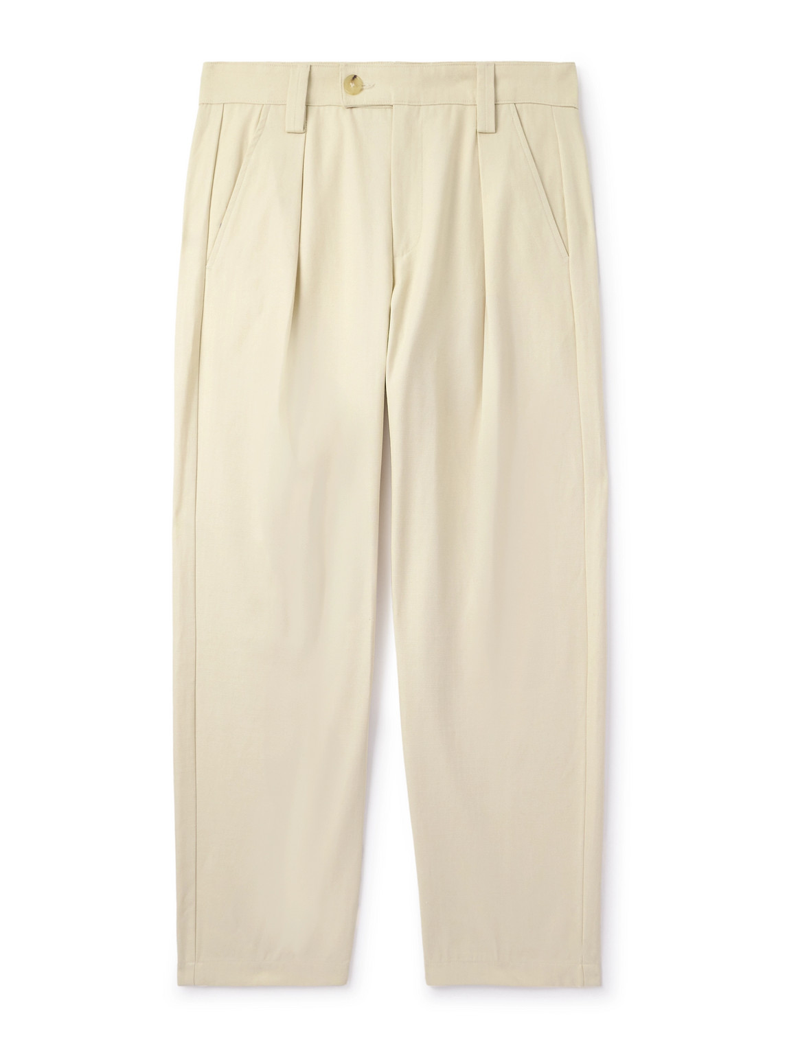 Renato Tapered Pleated Herringbone Cotton Trousers