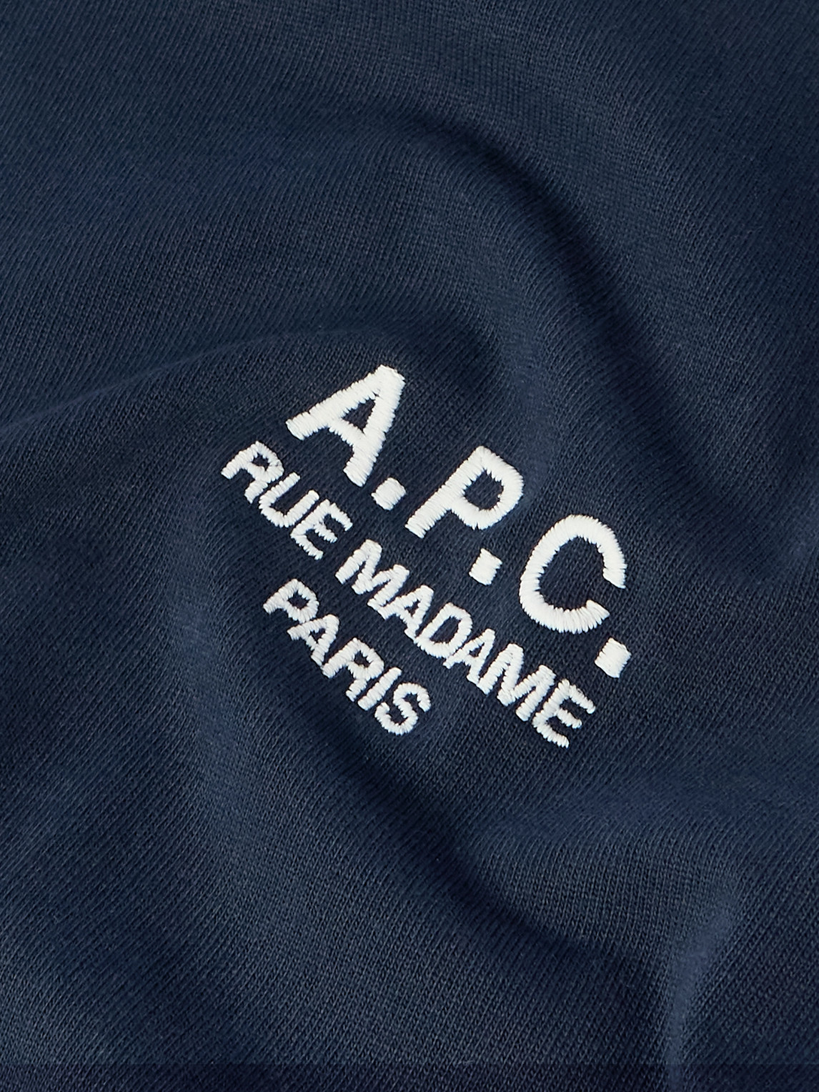 A.p.c. Men Blue Crewneck T-shirt With Logo Embroidered On The Front In Cotton Man