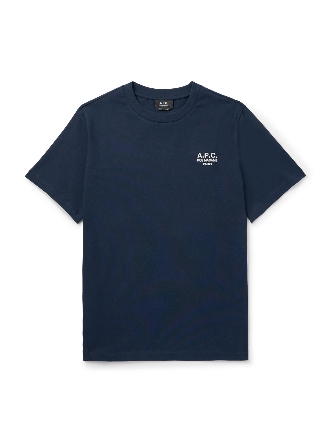 Apc Logo-embroidered Cotton-jersey T-shirt In Blue