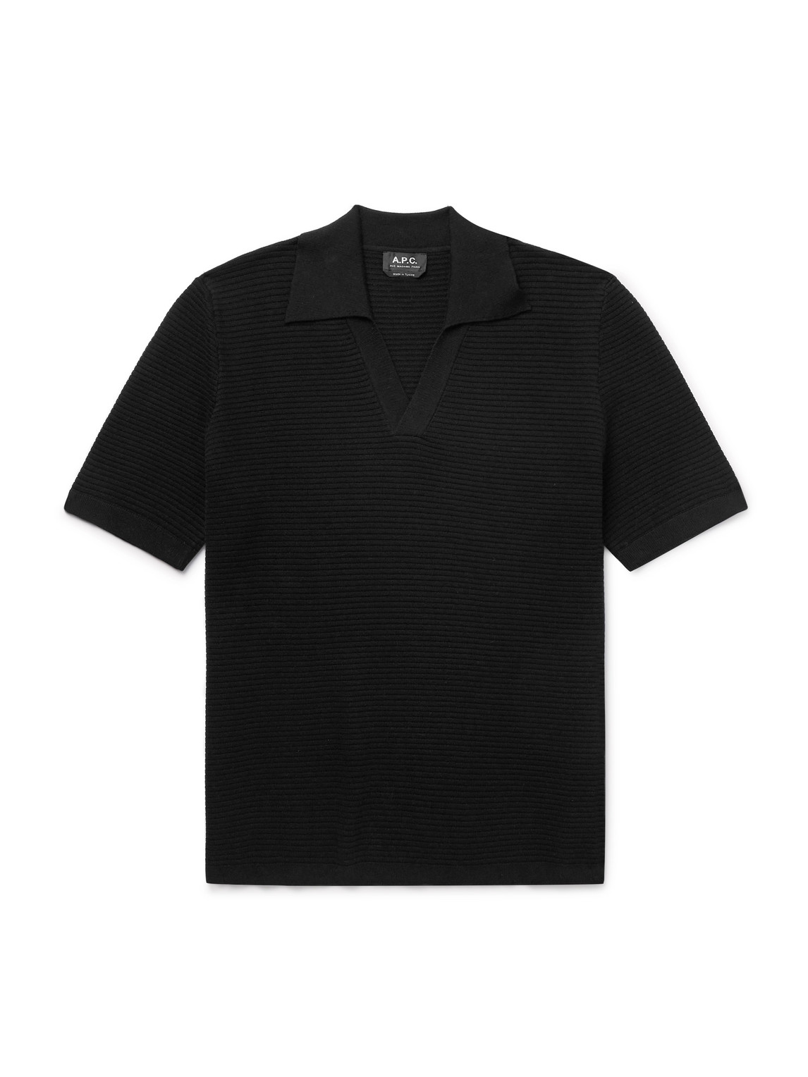 Apc Livio Ribbed Cotton Polo Shirt In Black