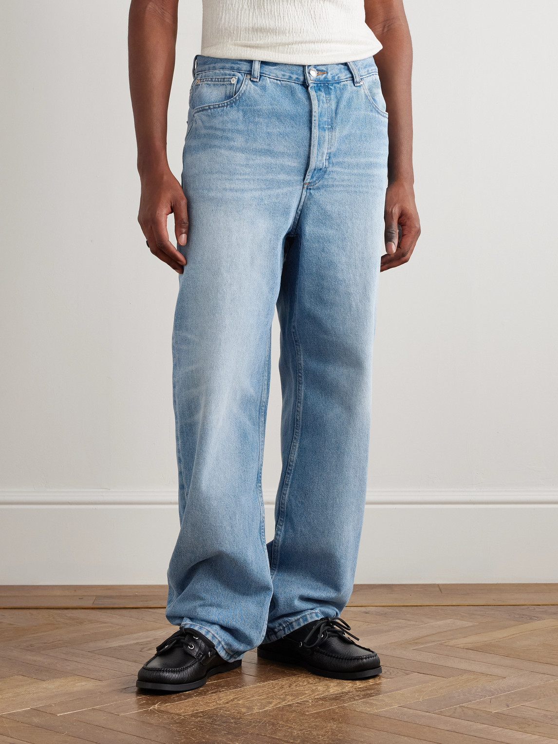 Apc Solal Straight-leg Stonewashed Jeans In Blue