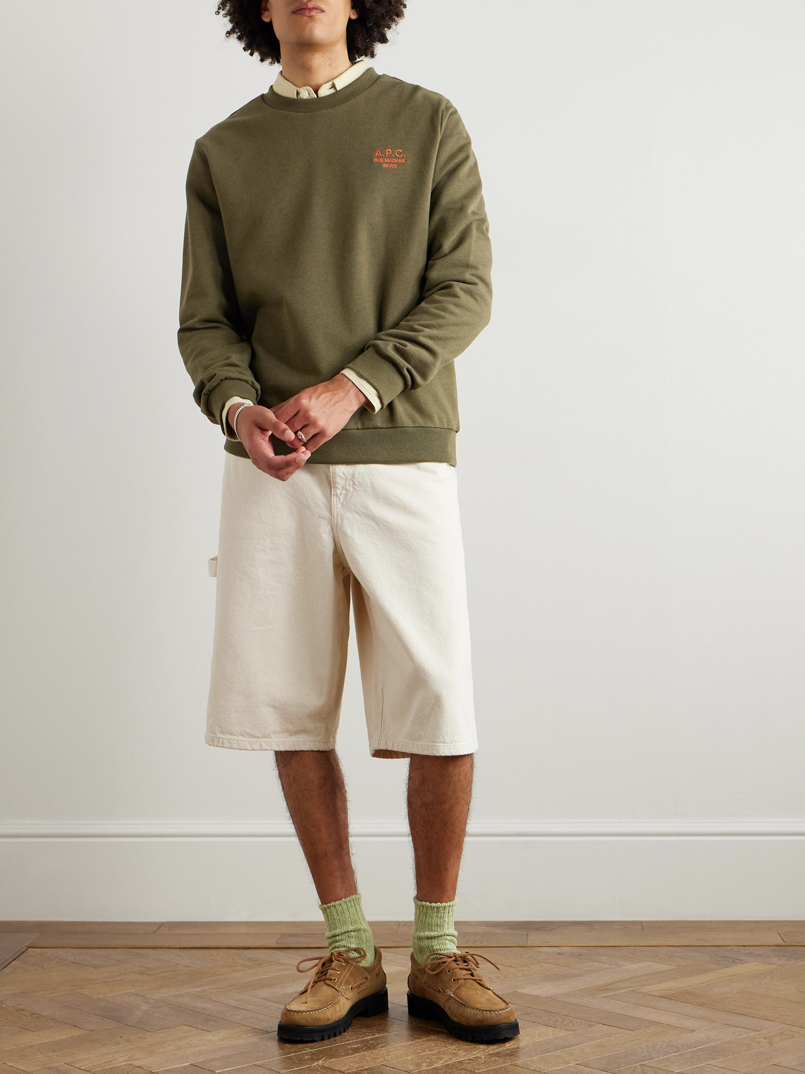 Apc Logo-embroidered Cotton-blend Jersey Sweatshirt