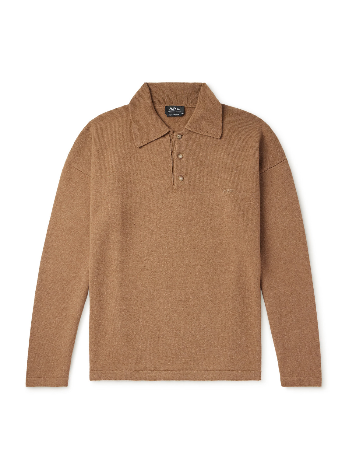 Apc Manuel Wool Polo Shirt In Brown