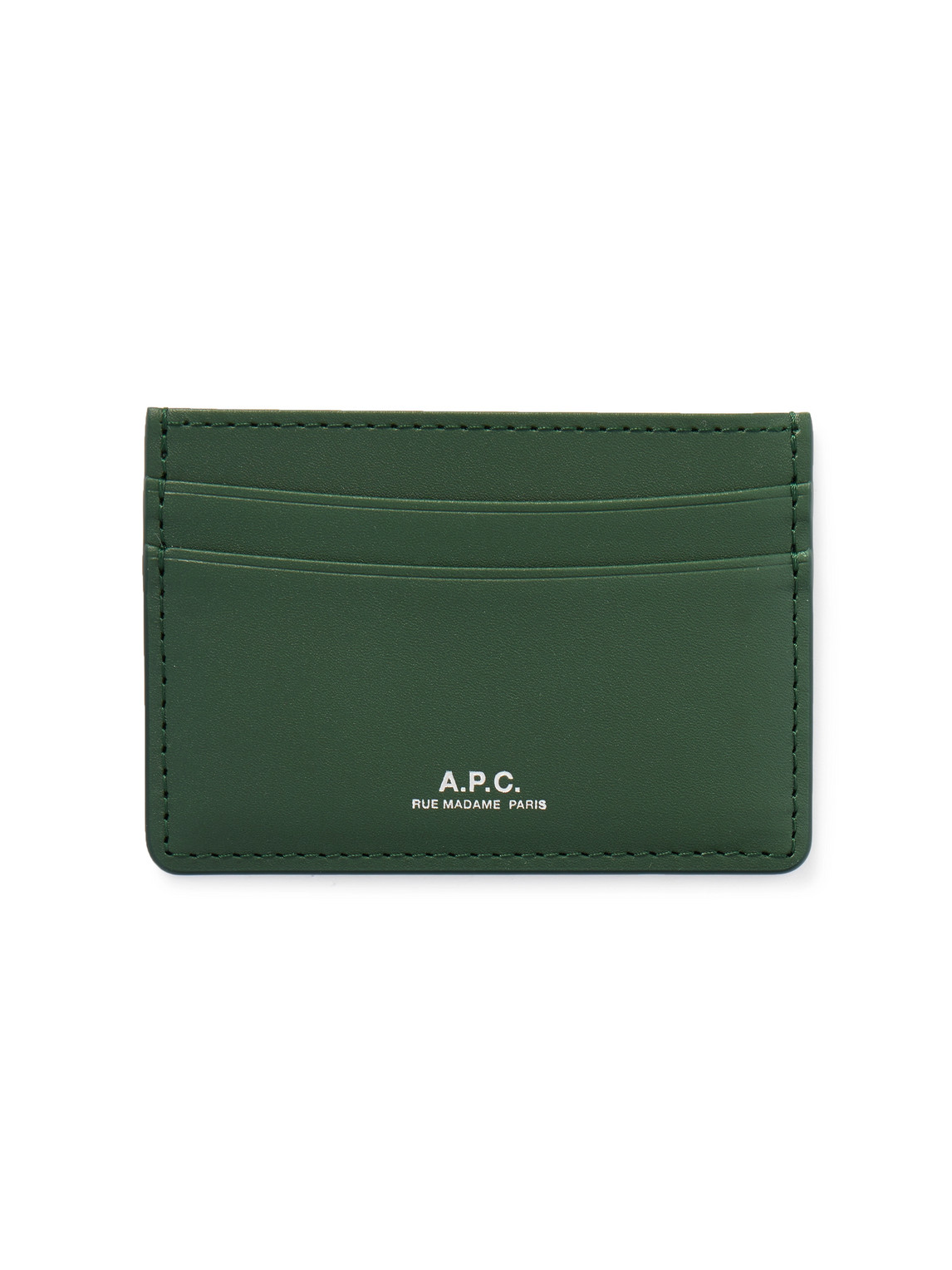 Apc Andre Logo-print Leather Cardholder In Green