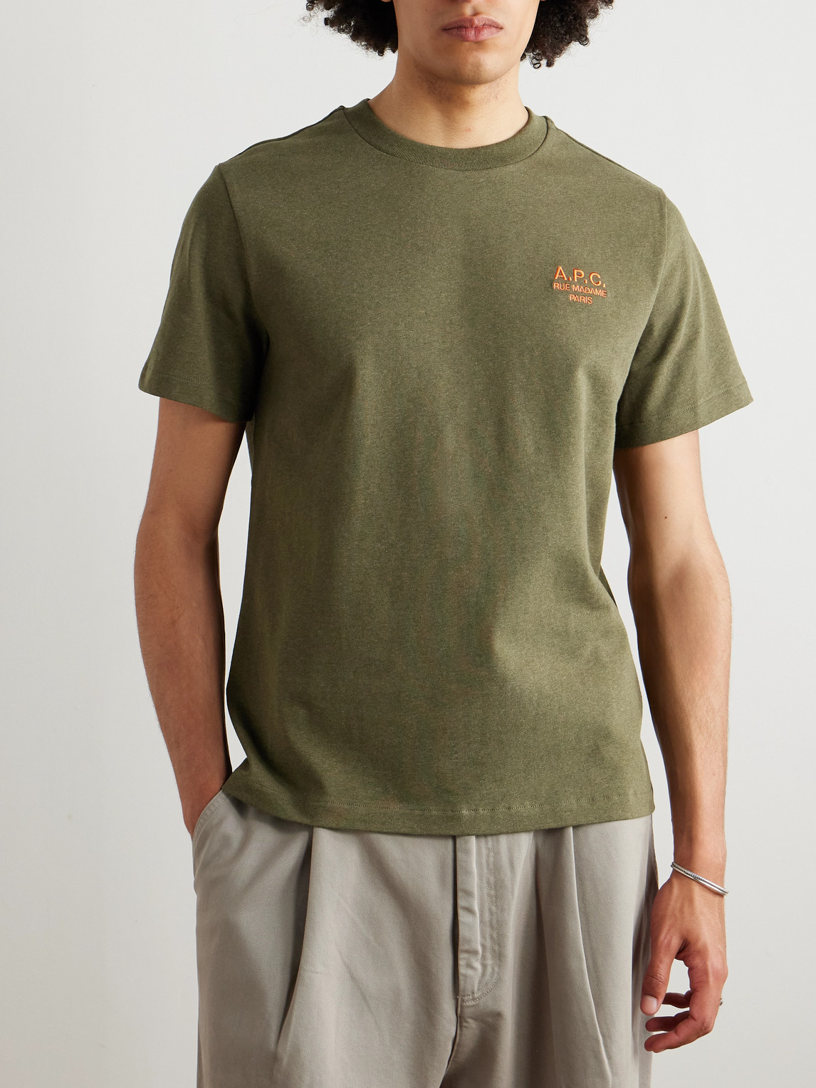 Apc Logo-embroidered Cotton-jersey T-shirt
