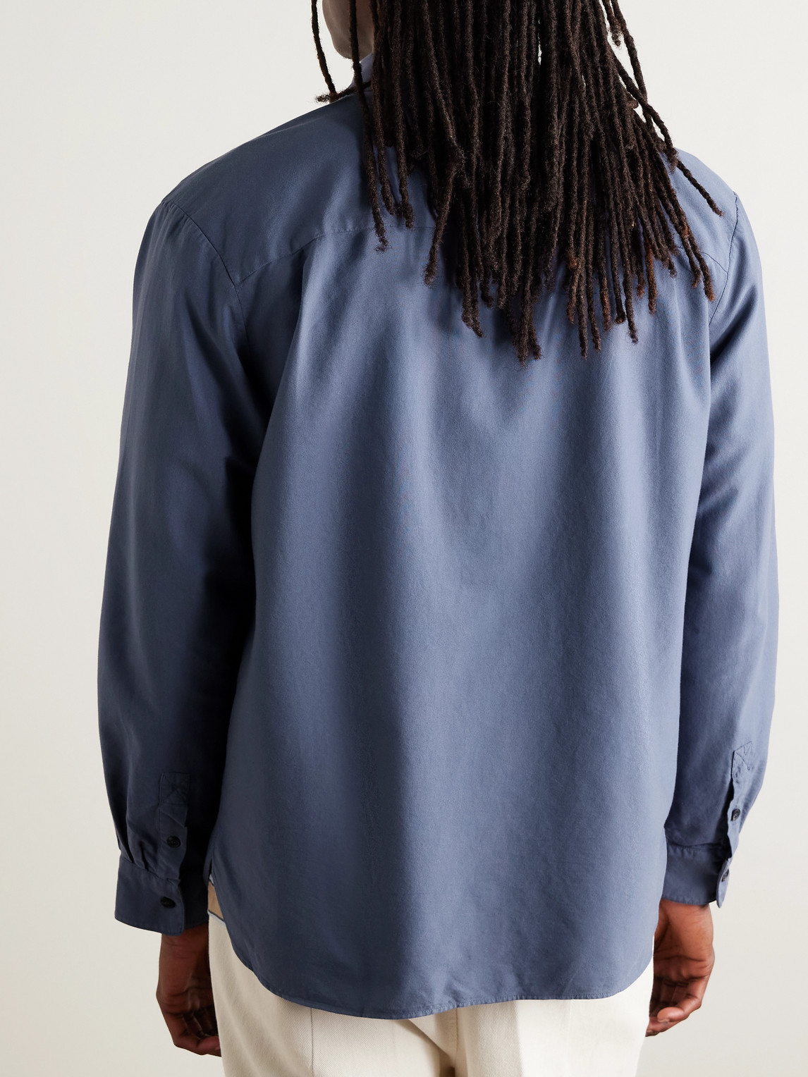 Apc Mateo Button-down Collar Logo-embroidered Cotton Shirt In Blue