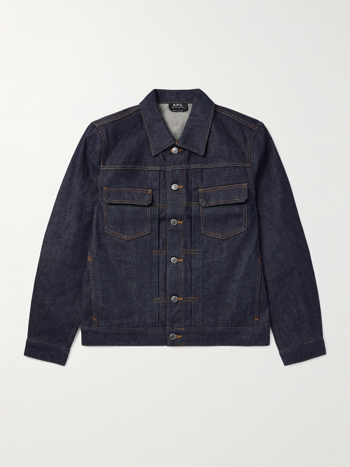 Apc A.p.c. Classic Indigo Denim Jacket With Structured Silhouette In Blue