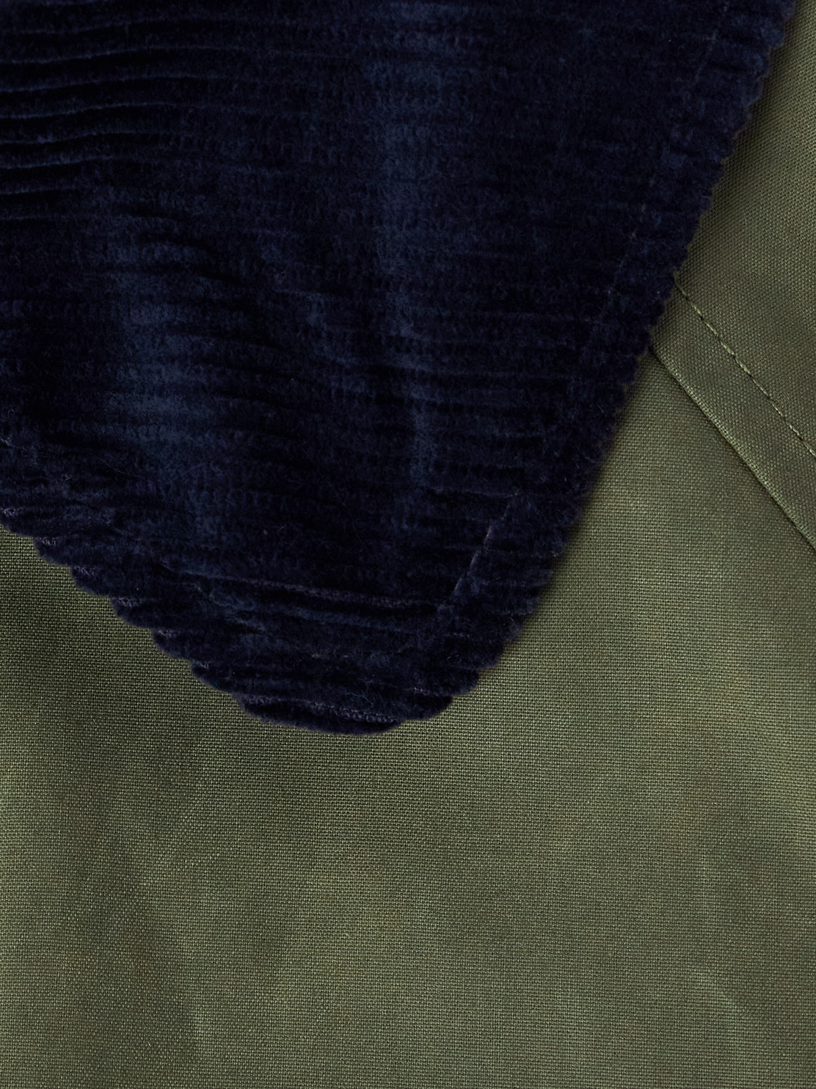 Apc Gaspard Oversized Corduroy-trimmed Coated Cotton-canvas Coat In Green