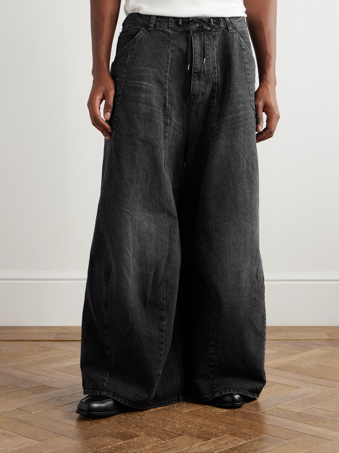 Needles H.d. Buggy Wide-leg Drawstring Jeans In Black