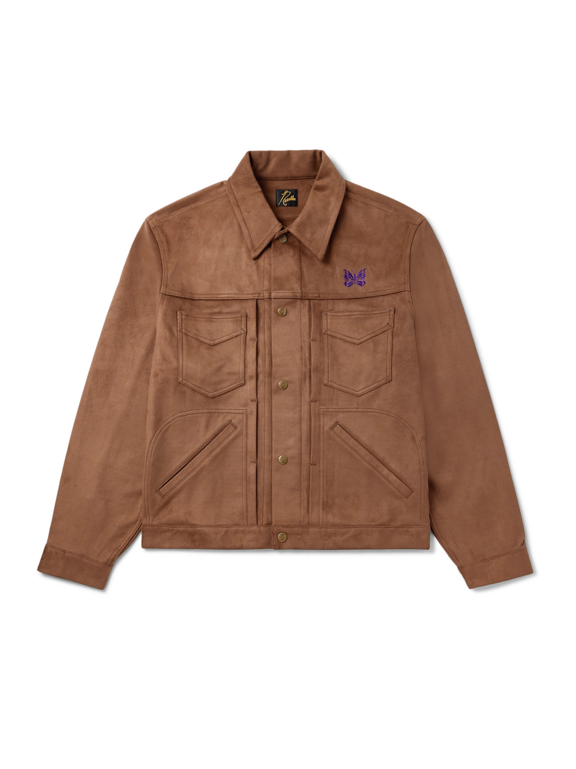 Needles Penny Jean Logo-embroidered Brushed Jacket In Brown