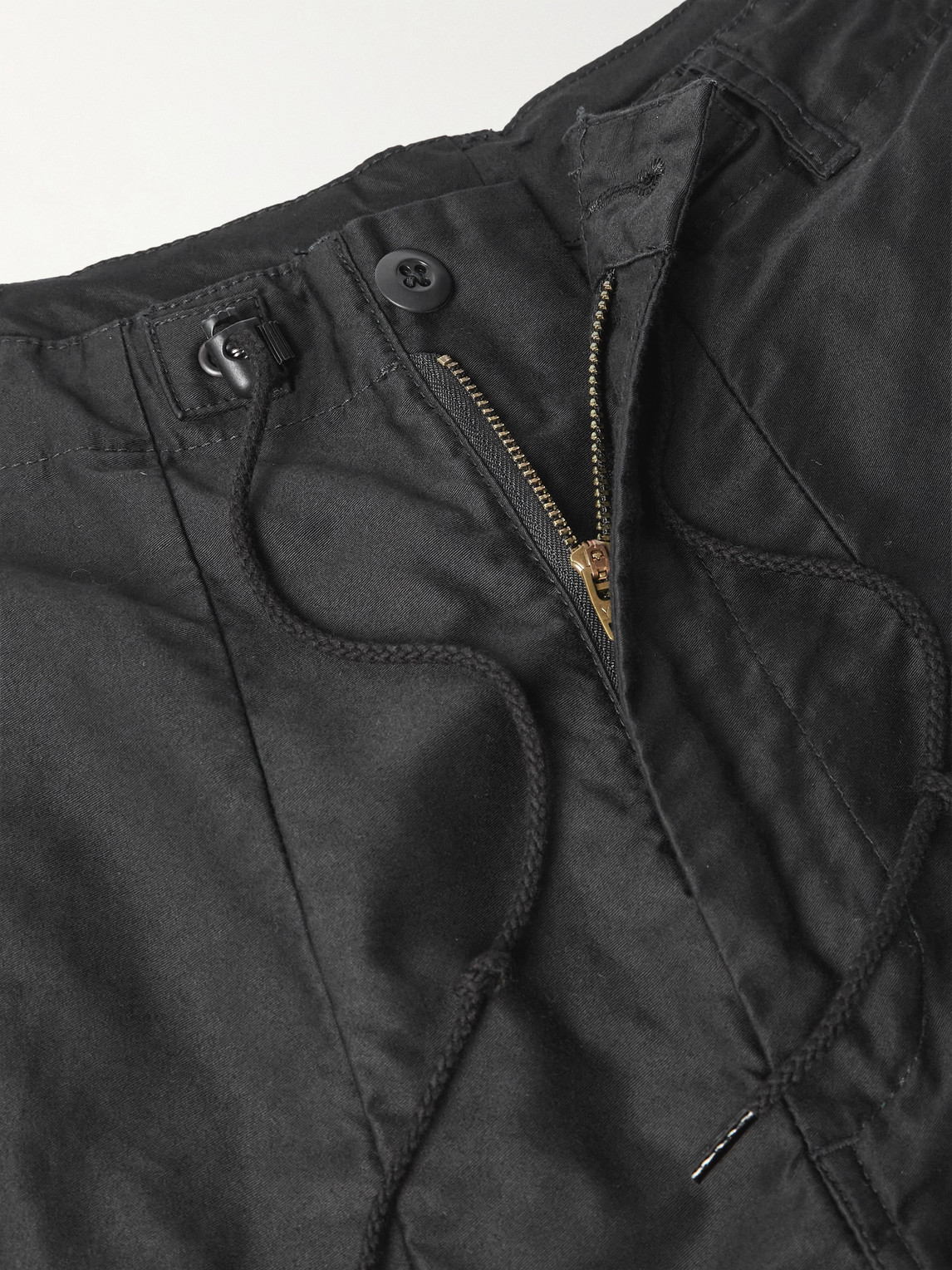 Needles H.d. Wide-leg Cotton-twill Drawstring Cargo Trousers In Black