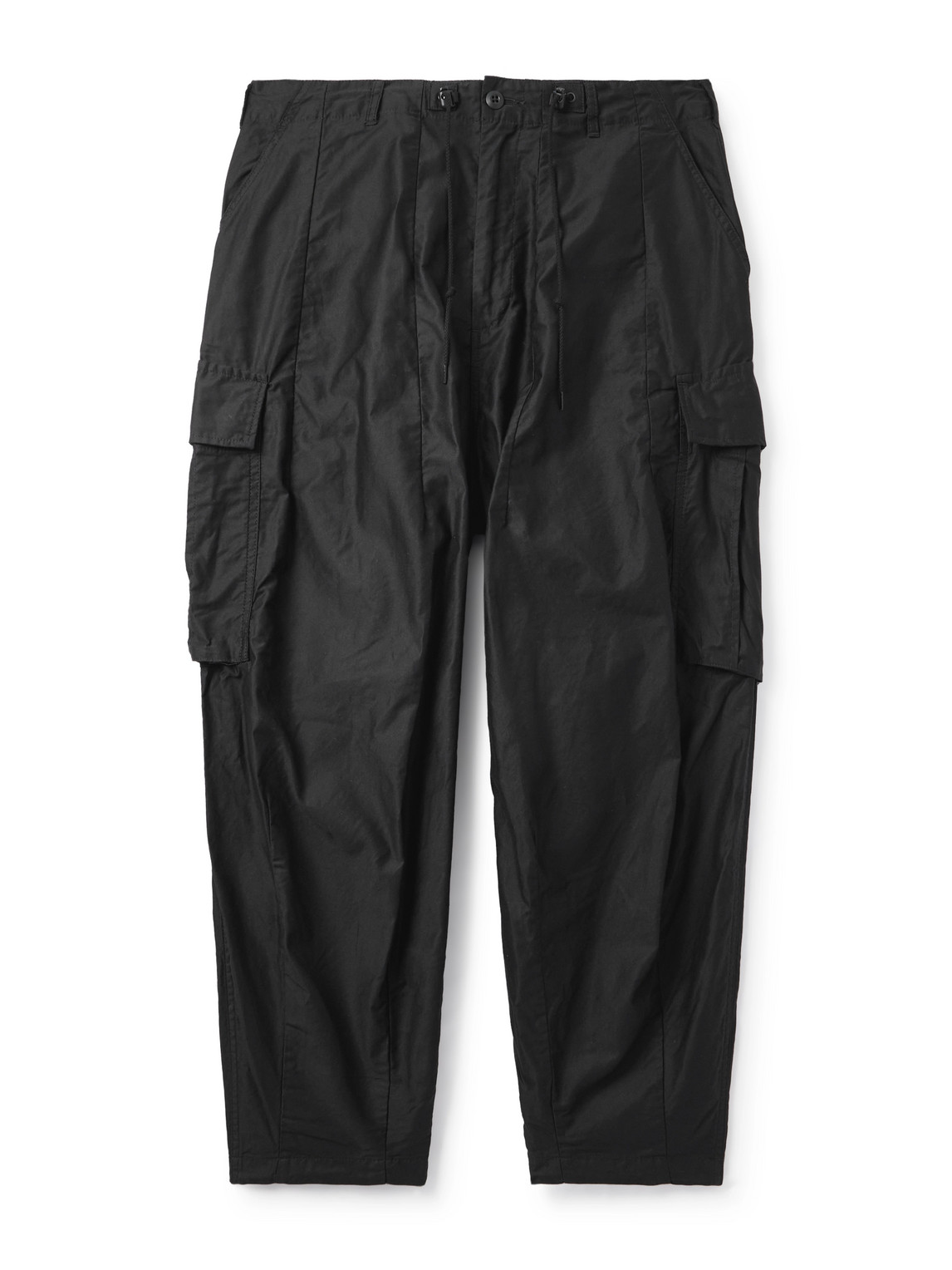 Needles H.d. Wide-leg Cotton-twill Drawstring Cargo Trousers In Black