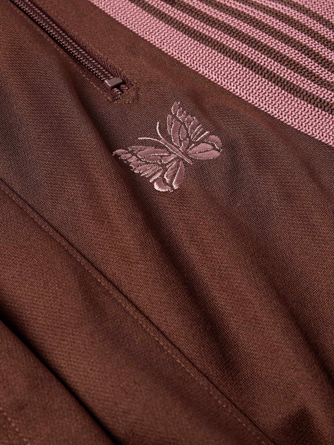 Needles Wide-leg Webbing-trimmed Logo-embroidered Jersey Track Pants In Brown