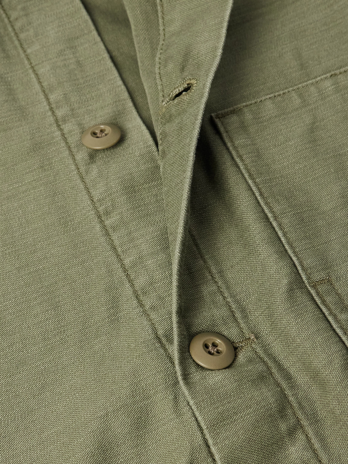 Needles Logo-embroidered Cotton-canvas Overshirt In Green