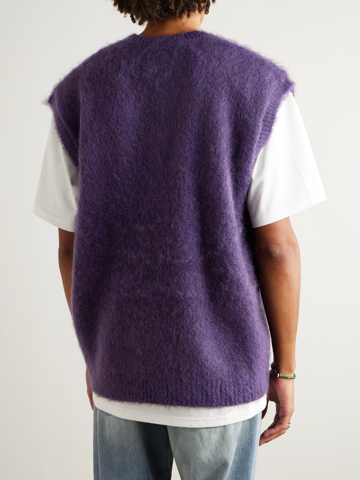 Needles Oversized Mohair-blend Sweater Vest In Purple